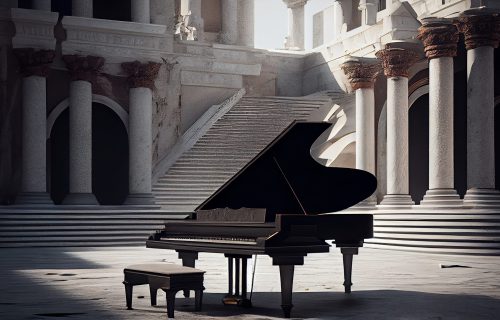 An elegant grand piano classical music outdoors ,generative artificial intelligence